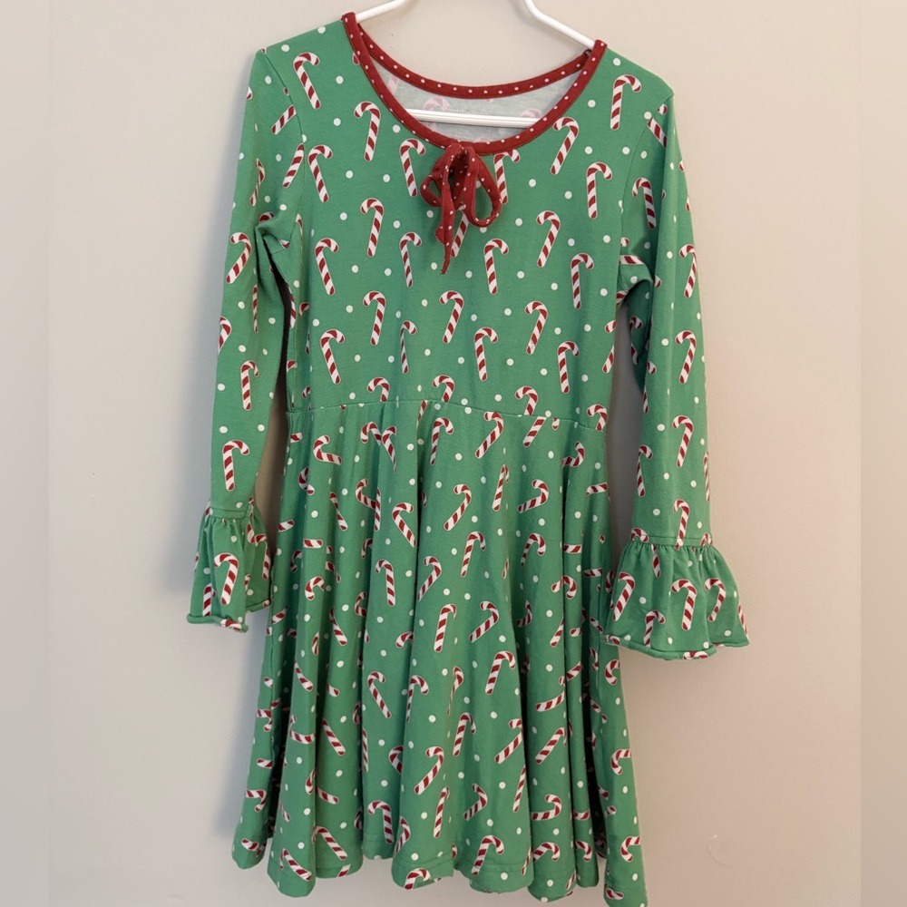 Eleanor Rose Green Holiday Dress with Candy Canes size 7-8
